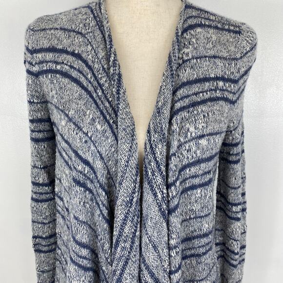 Hollister Striped Waterfall Cardigan Open Knit Lightweight Denim Blue Sz XS / S - Picture 11 of 11